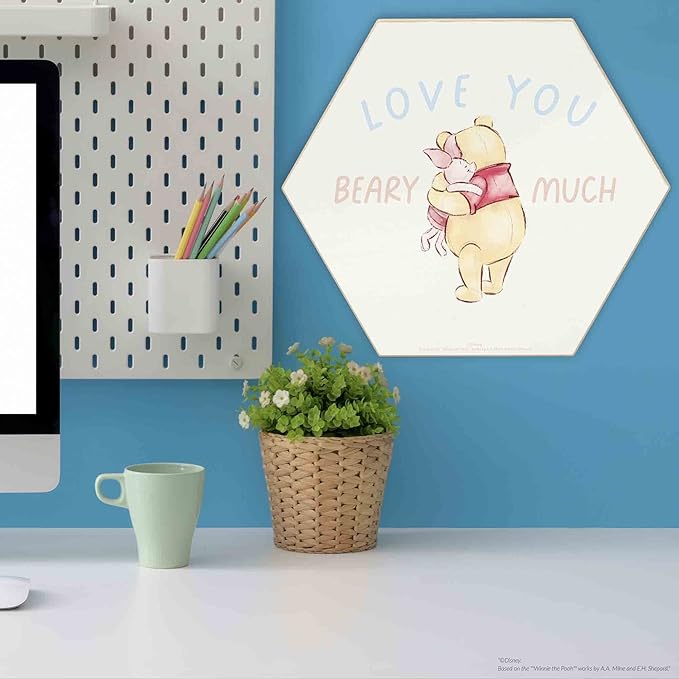 Open Road Brands Disney Winnie The Pooh and Piglet Love You Beary Much Wood Wall Decor - Adorable Winnie The Pooh Sign for Kids' Bedroom or Nursery