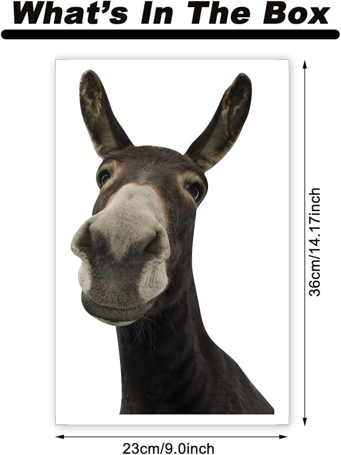 Cute Donkey Wall Decal Peel and Stick Funny Donkey Head Sticker Wall Decals Funny Gifts for Kids Friends Kitchen Bedroom Playroom Game Room Farm Barn Showcase Funny Car Sticker