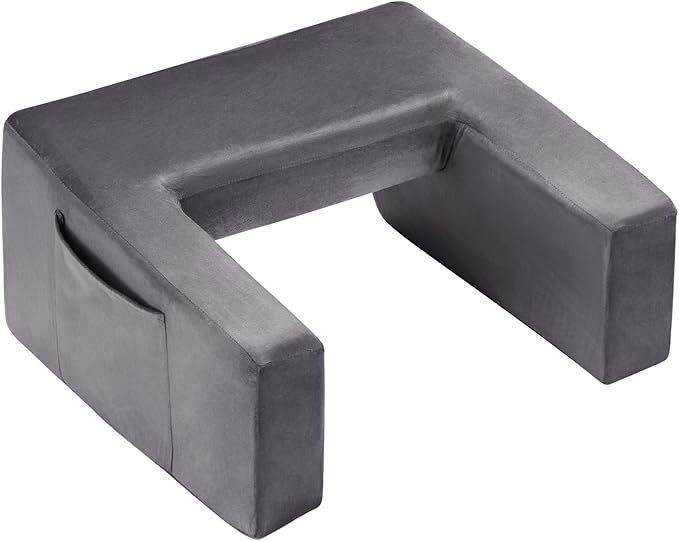 Homguava Reading Pillow Memory Lap Desk Foam Pillow for Adults Gaming Pillow Arm Rest Pillow for Reading, Crocheting, Gaming or Sitting in Bed (Grey, Medium)