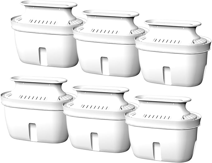 Replacement Filters for All Vortopt Water Filtration System Pitcher, Last Up to 3 Months or 200 Gallons (6 Pack)