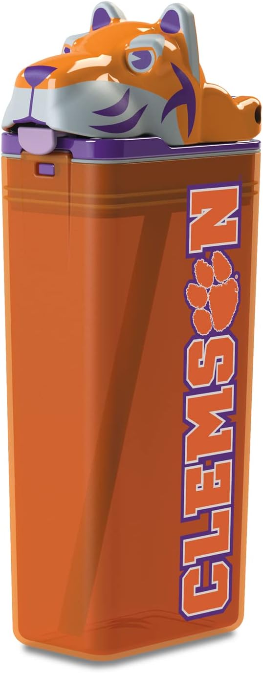 Reusable Water Bottle | Officially Licensed NCAA Sports Bottle | BPA Free | Dishwasher Safe | Clemson Tiger Mascot | 12 oz Drink in the Box - Clemson University