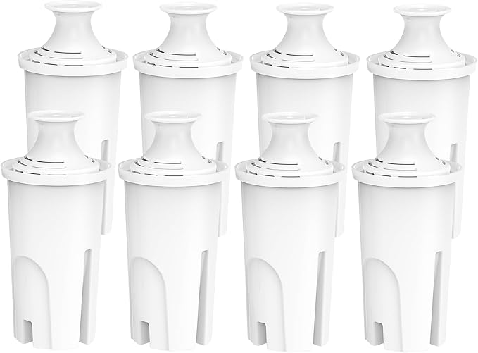 Replacement Filters for All Brita® Pitchers and Dispensers, Fits Brita® Classic OB03, Mavea® 107007, and More, Material NSF/ANSI 42 Certified, Last Up to 2 Months or 40 Gallons (Pack of 8)