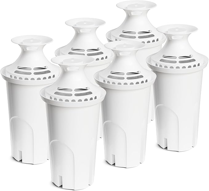 Water Filter Replacement for Brita Water Pitchers and Dispensers, Classic 35557, OB03, Mavea 107007, Reduce Chlorine and Bad Taste, BPA free, Pack of 6