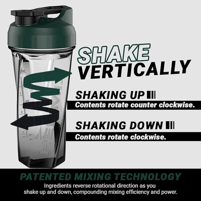 HELIMIX 2.0 Vortex Blender Shaker Bottle Holds upto 28oz | No Blending Ball or Whisk | USA Made | Portable Pre Workout Whey Protein Drink Shaker Cup | Mixes Cocktails Smoothies Shakes | Top Rack Safe