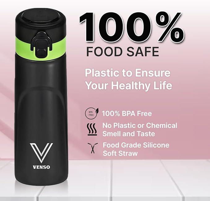 Water Bottle,650 ml scent water bottle with 5 flavor pods,Leak proof and BPA-free sports water bottle with straw,suitable for outdoor sports,0 sugar,0 calorie,Ideal gift (black)