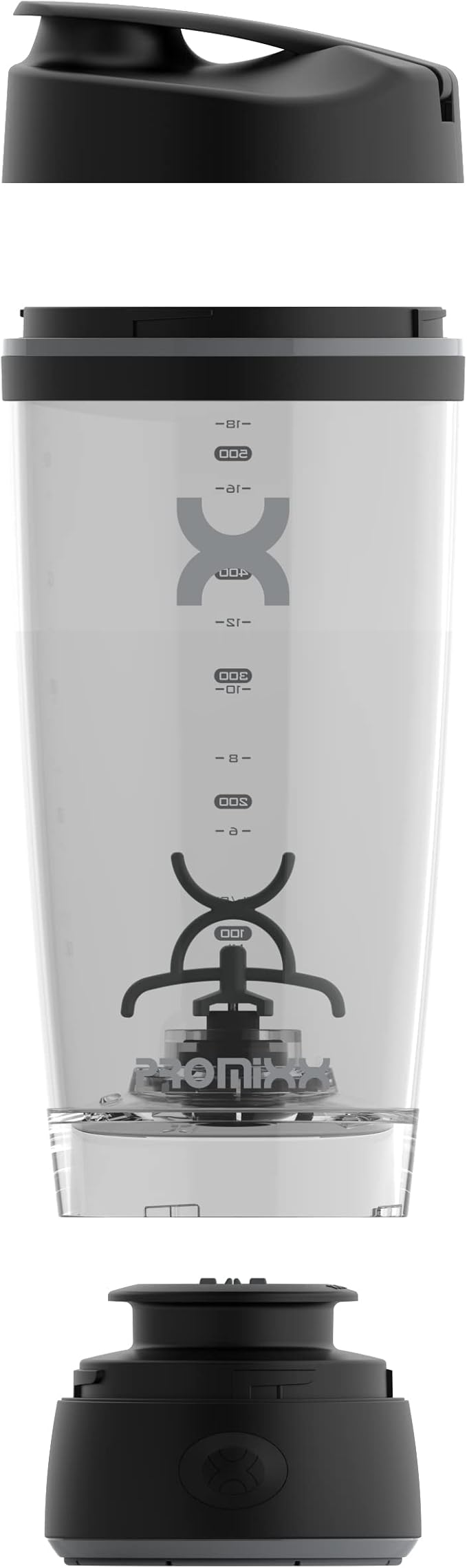 Promixx Original Shaker Bottle - Battery-powered for Smooth Protein Shakes - BPA Free, 20oz Cup (Black)