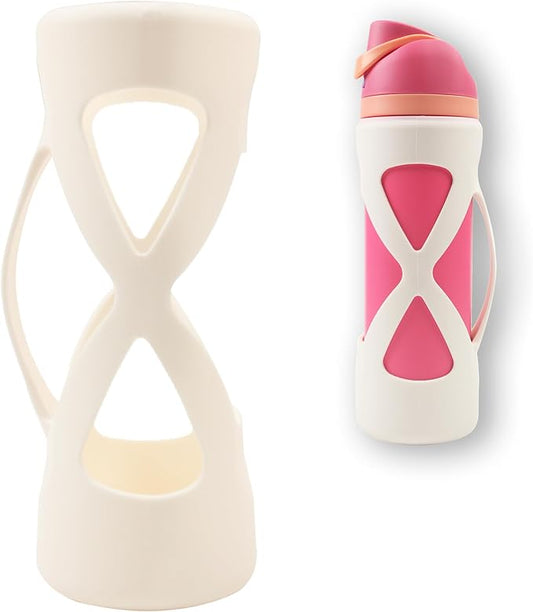Bigwaves Bottle Sleeve for owala，with Handle,Full Wrap Protection Anti-Sliding Bottom Protective Sleeve,Anti-Scratch,Fall-Arrest,Compatibility with 24oz owala Accessory（White）