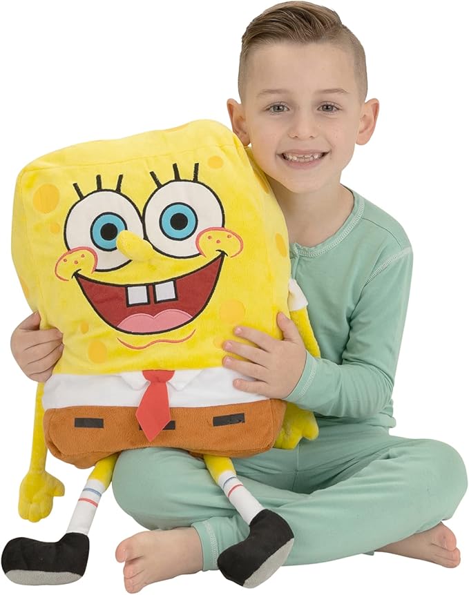 Franco Spongebob Kids Bedding Super Soft Plush Cuddle Pillow Buddy, One Size Kids Bedding Super Soft Microfiber Reversible Pillowcase, 20 in x 30 in, Spongebob Squarepants