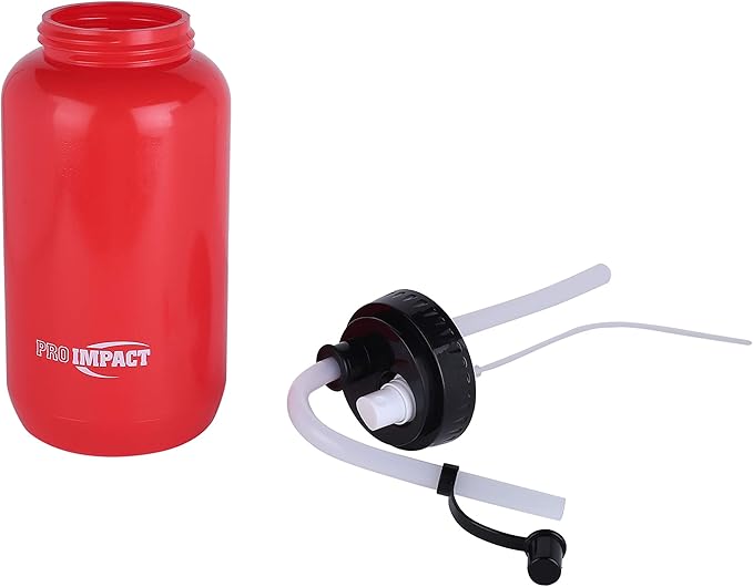 Pro Impact Squeezable Water Bottle with Bendable Long Straw and Spray cap - LDPE BPA Free Plastic - Hydration for Baseball Hockey Gym MMA Yoga Boxing Cycling Softball Football Lacrosse (35.5 Oz.)