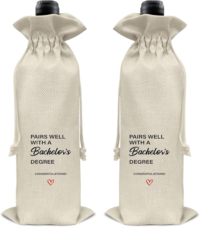 HOIJAUMAI Masters Degree Graduation Gifts Masters Graduation Gift Graduation Wine Bag Pairs Well with a Bachelor's Degree Wine Gift Bags for Women Men