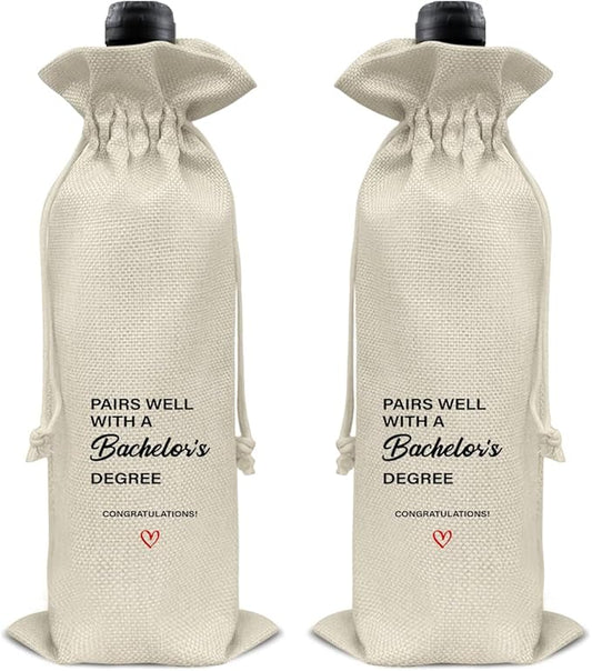 HOIJAUMAI Masters Degree Graduation Gifts Masters Graduation Gift Graduation Wine Bag Pairs Well with a Bachelor's Degree Wine Gift Bags for Women Men