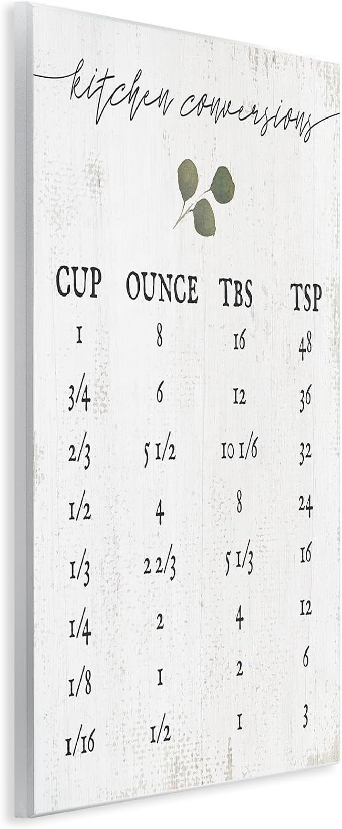 Stupell Industries Kitchen Conversion Chart Neutral Grey Word, Design by Artist Daphne Polselli Wall Art, 10x15, Wood Plaque