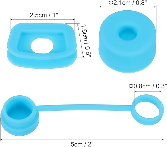 PATIKIL Silicone Spill Stopper for Straw Cup 1.0 40oz/ 30oz, Set of 6 Tumbler Accessories Including 2 Straw Cover Cap, 2 Square Spill Stopper and 2 Round Leak Stopper, Blue