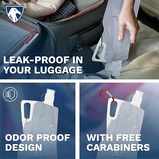 Survivor Filter 2L Clear Collapsible Water Bottles - Travel, Hiking, Foldable, BPA-Free - 2 x 67oz