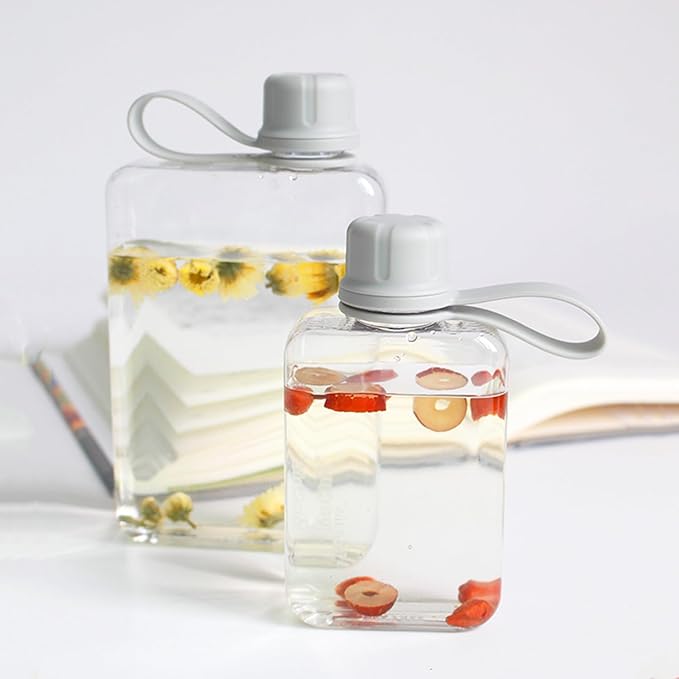 MoChic Flat Water Bottle Portable Slim Water Bottle Design BPA Free Wallet Water Bottle Can be Put into Small Pockets, Makeup Bags and Handbags, Suitable for Travel,Work and Outdoor Sports 17oz（white）