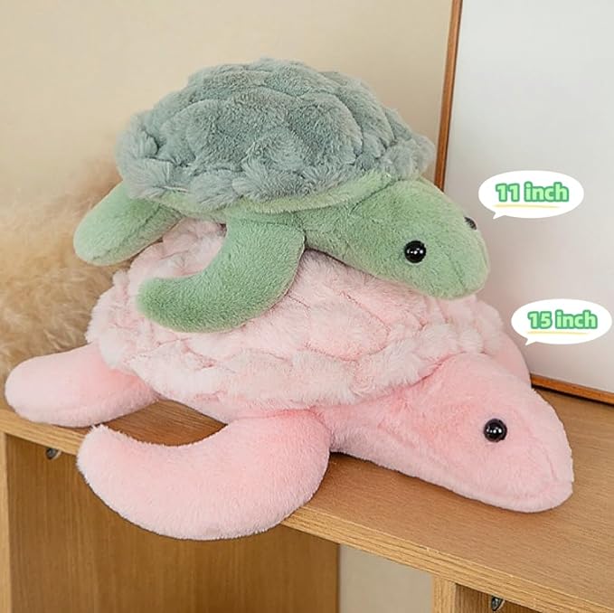 Soft Sea Turtle Plush Toy, Cute Turtle Stuffed Animals, Small Turtle Plush, Tortoise Plushies Pillow Gifts for Kids Adults (2pcs 15 in)