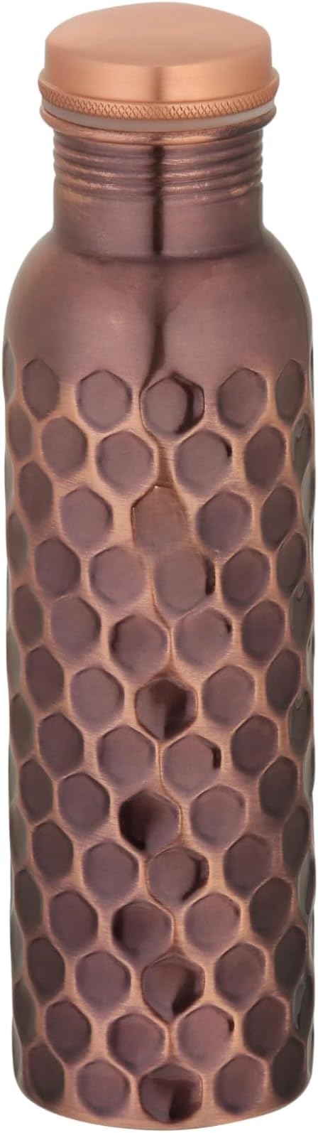 Pure Copper Water Bottle - 32 oz - Indian Handmade Ayurveda Healing Benefit Drinking Water Bottle for Travel, Hiking, Gym, Office, Outdoor - Antique Finish