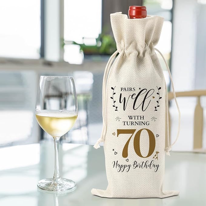 70th Birthday Gifts for Women Men Funny Wine Bag 70th Birthday Decorations Party Favors Happy Anniversary Birthday Gifts for 70 Year Old Woman Nana Him Grandma Mom Dad Wine Gift Bag