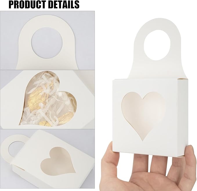 CAIRIAC Kraft Paper Wine Bottle Box with Window, Foldable Wine Gift Favor Boxes for Cookies Chocolates Hanging Boxes for Wine Bottle Champagne Drinks Gifting, 25 Pack Bottle Hanger Boxes (White)