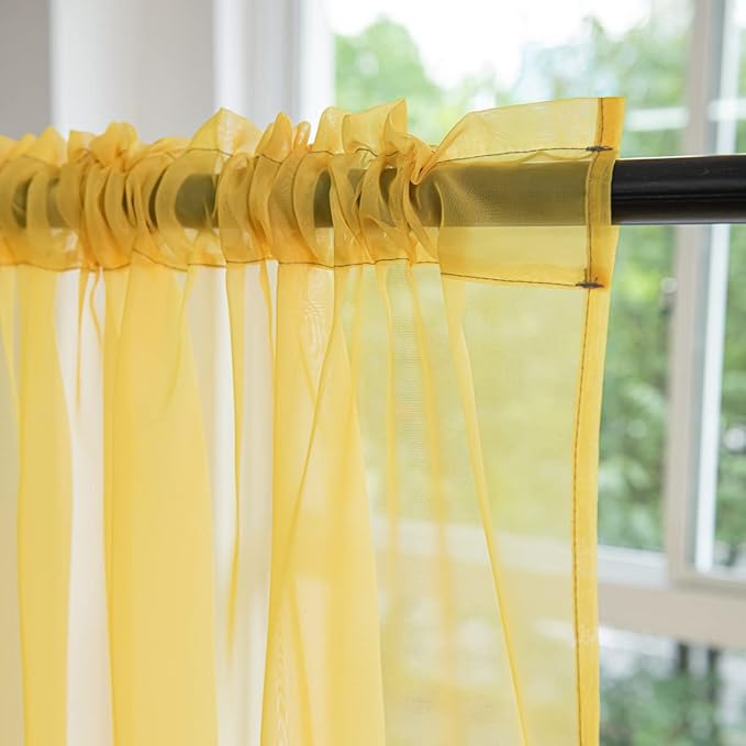 Windows Gradient Sheer Curtains 84 Inches Length 2 Panels Voile Light Filtering Sheer Curtains Panel Basic Rod Pocket for Bedroom Living Room Children Room Kitchen Yard