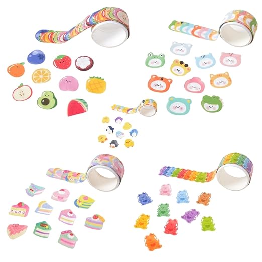 Foodie Cute Fun Washi Sticker Tape Decorative Stationery Sticker Roll | Set of 5