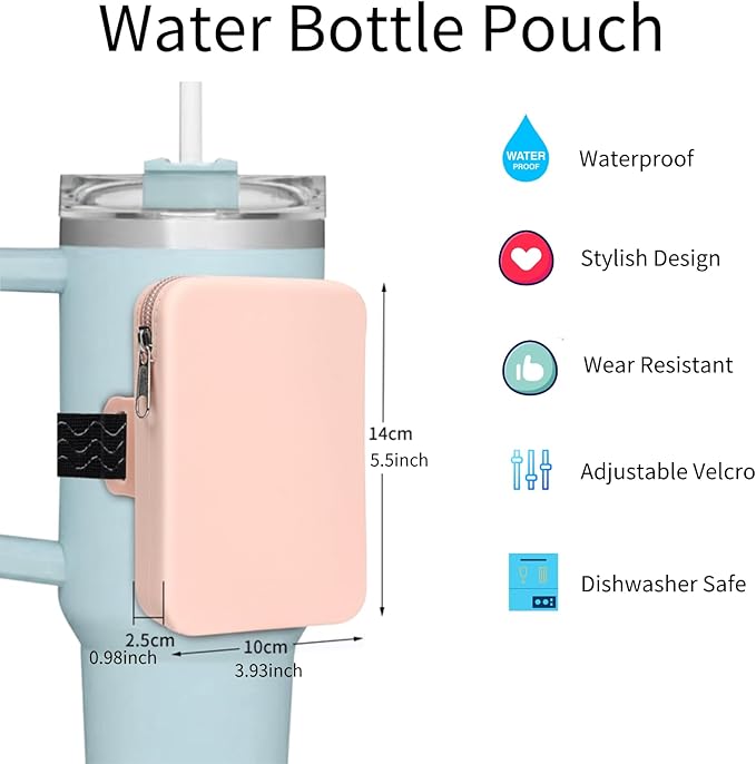 Silicone Water Bottle Pouch for Stanley, Tumbler Carrier with Zipper Pocket for Stanley 30oz/40oz & IceFlow 20/30oz, Gym Tumbler Accessories for Men Women