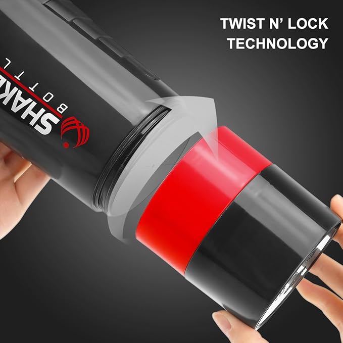 Protein Shaker Bottle,16 oz Shake Cup for protein powder with Storage,Sports Water Bottle,Non Slip 3 Layer Twist Off 3oz Cups with Pill Tray Leak Proof Shake Bottles for Protein Mixes