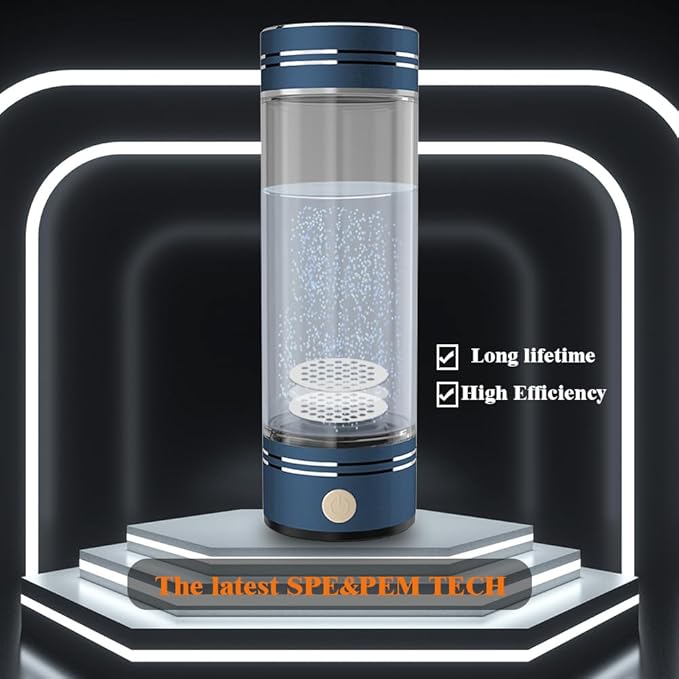 Hydrogen Water Bottle Maker Machine Hydrogen Water Generator Ionizer with SPE and PEM Technology 17oz Dantin Blue