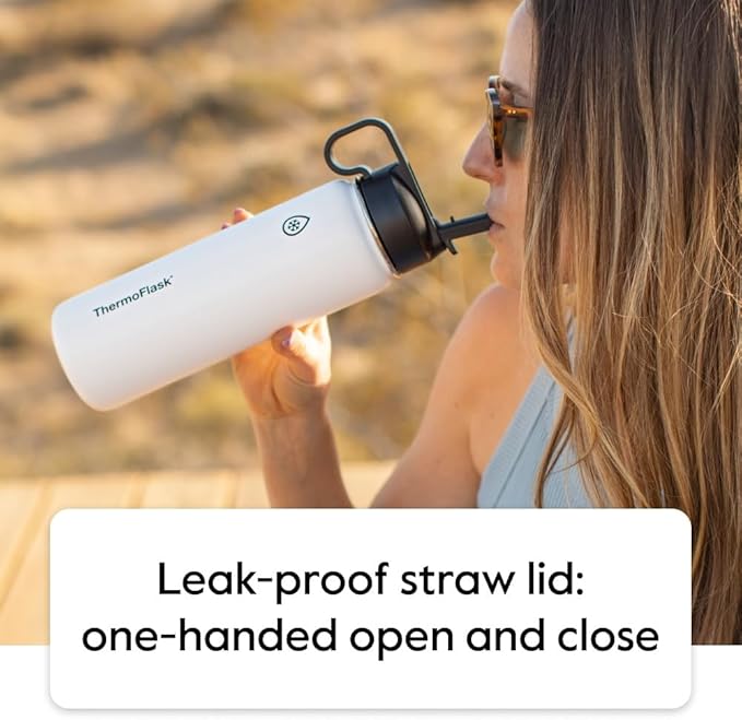 ThermoFlask 16 oz Double Wall Vacuum Insulated Stainless Steel 2-Pack of Water Bottles, Red/Blue