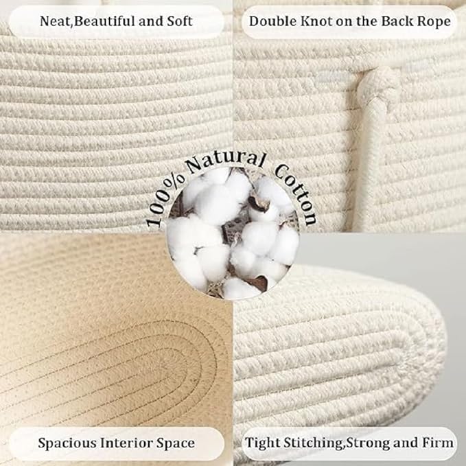 Hanging Baskets for Organizing,Bathroom Organizers and Storage,3-Tier Woven Cotton Wall-Mounted Storage Organizer Bag Decorative,Kitchen,Living Room,Bedroom