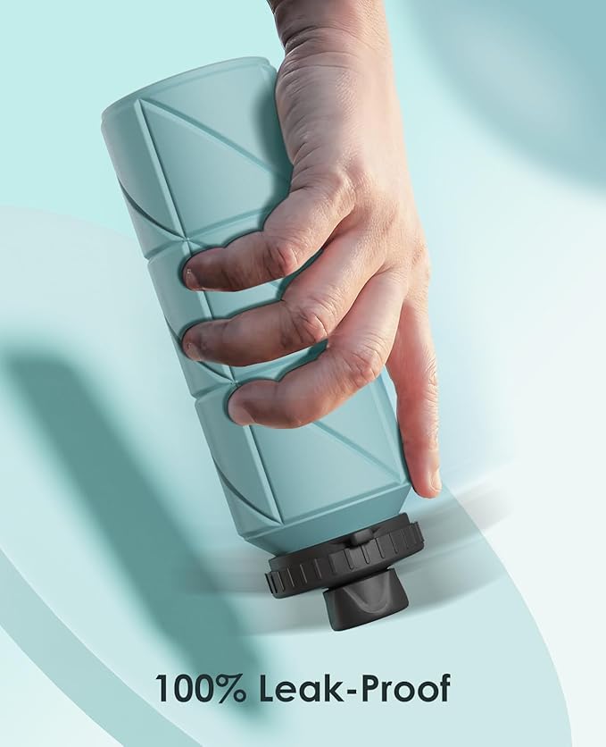 Collapsible Water Bottles,Leakproof BPA Free Silicone Foldable Portable Water Bottle 690ml(23oz),Lightweight Reusable Water bottle for Travel Cycling Gym Camping Sports Outdoor, Green