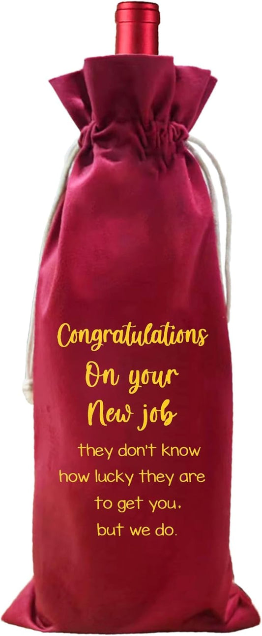 LANBAIHE New Job Gifts Wine Bag, Promotion Gifts, Congratulationg On New Job, Coworker Leaving Gift, Going Away Gifts for Coworker Women Men- Pairs Well With New Job Gift (New Job-Red)