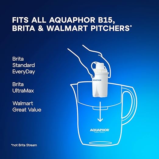 AQUAPHOR Opal 12 Cup Premium Water Filter Pitcher Black, includes 1 x B15 Filter. Countertop Design, with Easy Fill flip top lid, Reduces limescale & Chlorine
