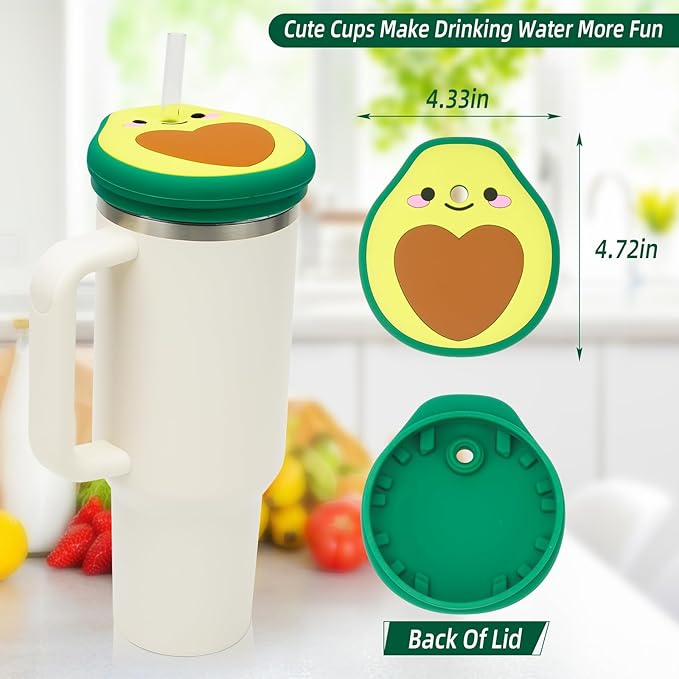 Stanley Cup 40 Oz Lid Anti-scratch Protective Case with Avocado Design, Silicone Dustproof Lid Toppers for Stanley 40 Oz Tumbler, Stanley Cup Cute Accessories Decorations