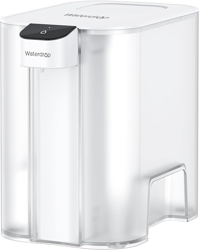 Waterdrop Mega Electric Water Filter Pitcher, Dispenser, 200-Gallon Filtered Water Pitcher, NSF/ANSI 42&53&401&372, Reduce PFAS, Lead, Chlorine, 27-Cup, White, with 1 Filter, Does not Lower TDS