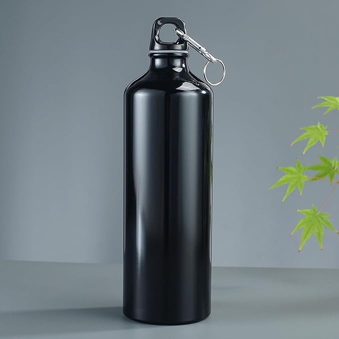 Aluminum Round Canteen Water Bottle - Sports Water Bottle for Travel Sports Camping Hiking Outdoor Recreation with Hook Portable BPA Free 25 Oz