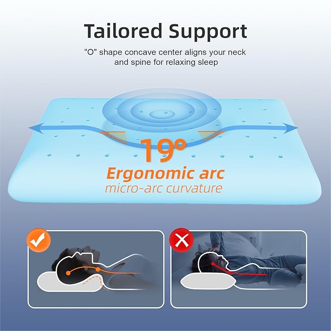 inight Queen Memory Foam Pillow, Side Sleeper Pillow, Queen Pillow for Back Sleepers, Ergonomic Pillow, Memory Foam Pillow Queen Size, Oeko-TEX & CertiPUR-US