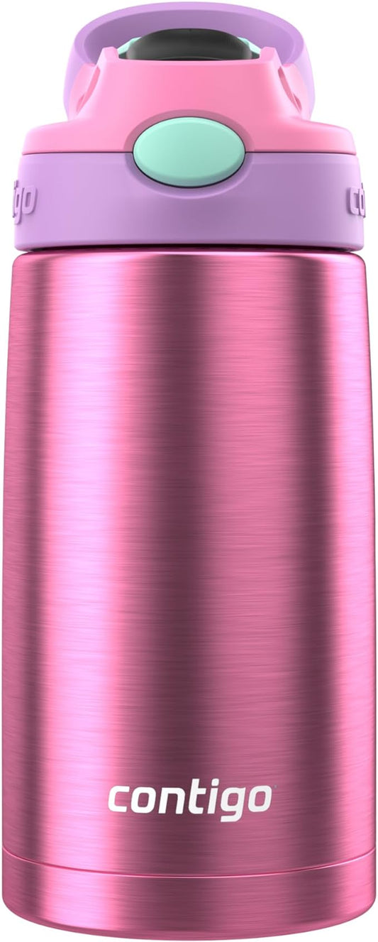 Contigo Autospout Water Bottle with Straw, 13 oz, Azalea/Pansy