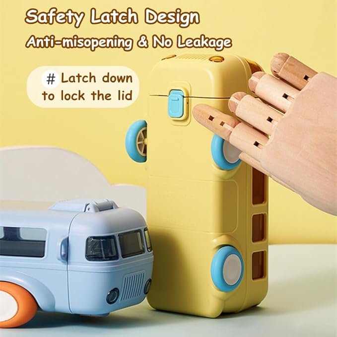 Bus Water Bottle Car Straw Water Cup 17oz Portable Bus Shaped Water Bottle with Strap Cute Drinking Jug with Wheels Leakproof for School, 8IZPNS11C351U00RL967TDBA, Pink