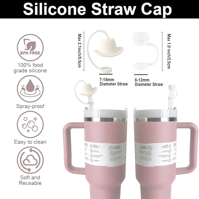 Stanley Cup Accessories Set Including 2 Pcs Silicone Spill Proof Stopper 2 Pcs Beadable Charms 2 Pcs Straw Cover Cap 1 Glitter Silicone Boot Protector for Stanley Cup 40oz & 30oz Tumbler