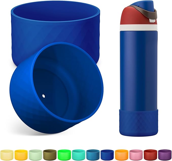 2PCS Silicone Water Bottle Boot for Owala 24oz 32oz 40oz, Anti-Slip Protective Sleeve Bottom Bumper Protector for FreeSip, Twist, and Flip Stainless Steel Water Bottles