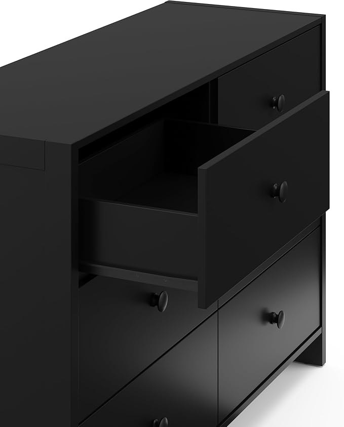 Storkcraft Calabasas 6 Drawer Dresser (Black) - GREENGUARD Gold Certified, 6 Drawer Dresser with Interlocking Drawer System, Dresser Drawer Organizer for Kids' Bedroom