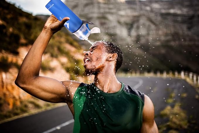 Misting Water Bottle, Spray Mist Sports Bottle for Outdoor Sport Hydration and Cooling Down, BPA-Free Misting Water Bottle with Unique Mist Lock Design (Blue-20oz)