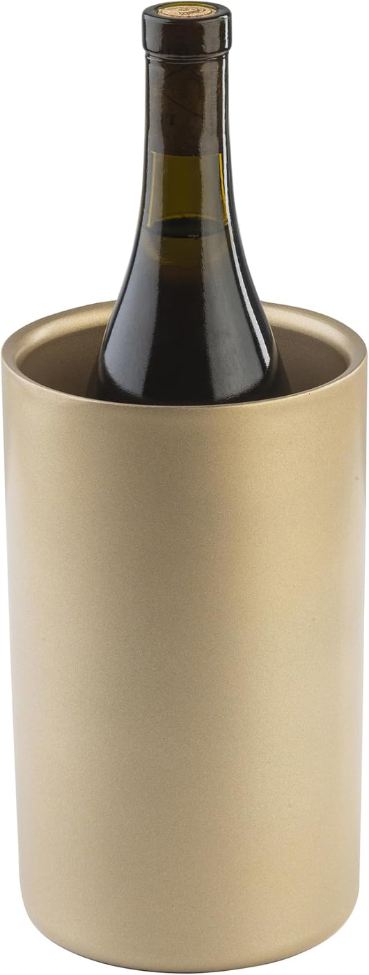 Tablecraft Stainless Steel Wine Cooler, Gold Double Wall Sleek Insulated Chiller for Cold Wine Serving, Fits Most 750ml Bottles, For Commercial Bar Service at Bars, Restaurants, Wineries and Cafes