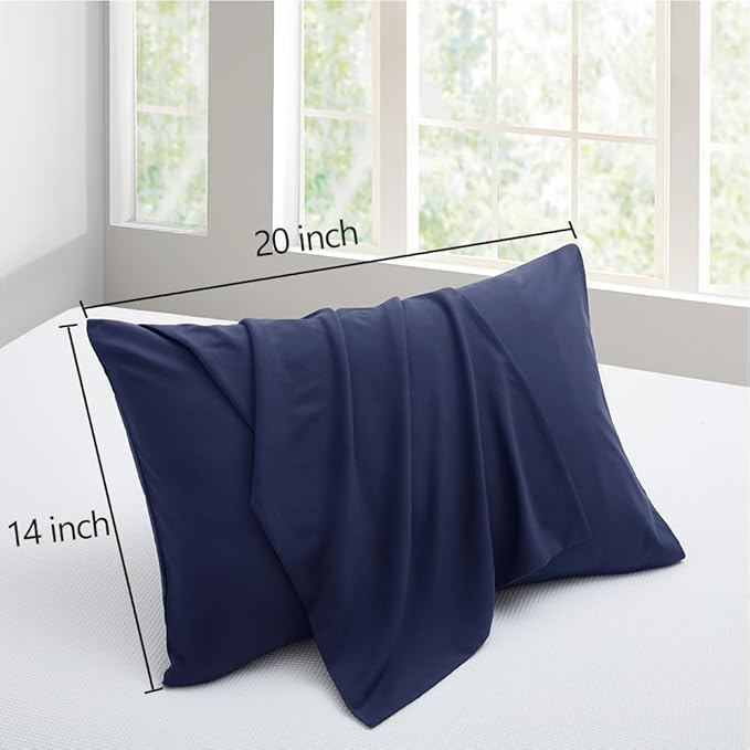 Microfiber Pillow Cases 14x20 Navy Blue Toddler Pillow Cases Set of 2 Soft Comfortable Not Shrink Small Pillow Cases Kids Pillowcase Envelope Style