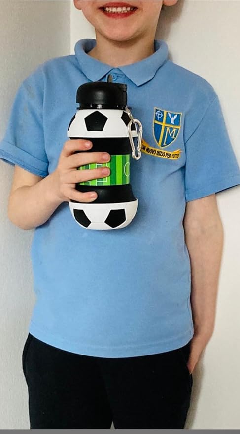 Kids 34 OZ Sports Silicone BPA-Free Water Bottle, Collapsible Football Shape Foldable and Leak Proof Water Bottle for School Kids,Travel,Hiking,Riding and for Movements.