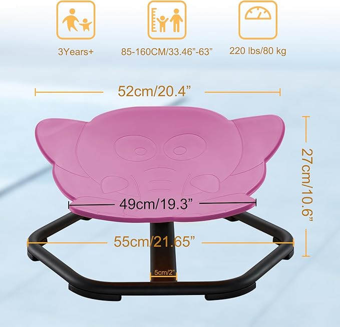 Spinning Chair for Autistic Kids Sit and Spin Chair for Kids Swivel Sensory Chair Elephant Spinning Seat Autism Sensory Chair Items for Sensory Room Training Balance Body Coordination