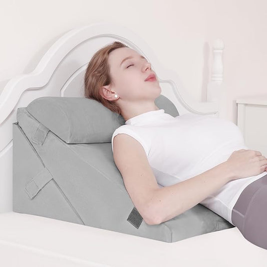 3Pcs Orthopedic Bed Wedge Pillow Set,Memory Foam Wedge Pillow Post Surgery for Back, Leg and Knee Support, Adjustable 9&12 Inch Folding Triangle Pillow for Sleeping, Acid Reflux