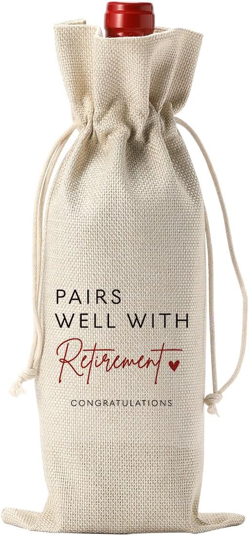 XFW 1Pcs Retirement Wine Bag Retirement Gifts for Women Men Pairs Well With Retirement Wine Bag Farewell Gifts for Coworkers Going Away Gift for Friends Boss