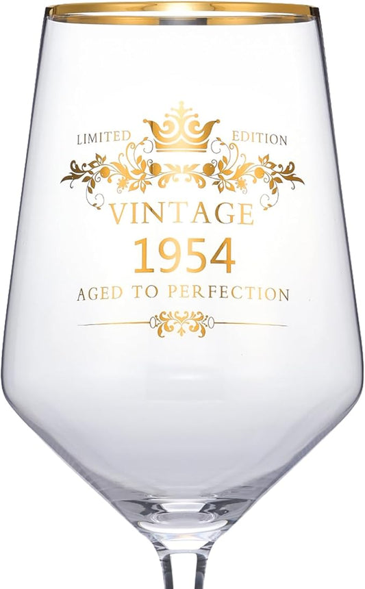MOMRNTAIL Vintage 1954 70TH Birthday Goblet Gifts, 16OZ Goblet Wine Glass, 70 Year Old Birthday Decorations For Women men, Funny 70 Bday Gifts Idea For Friends, Sister,Dad, Mom - Turning 70 Present